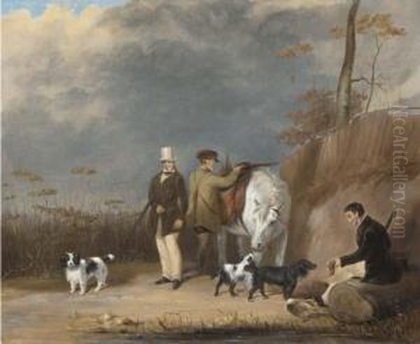 A Shooting Party Oil Painting by Francis Calcraft Turner