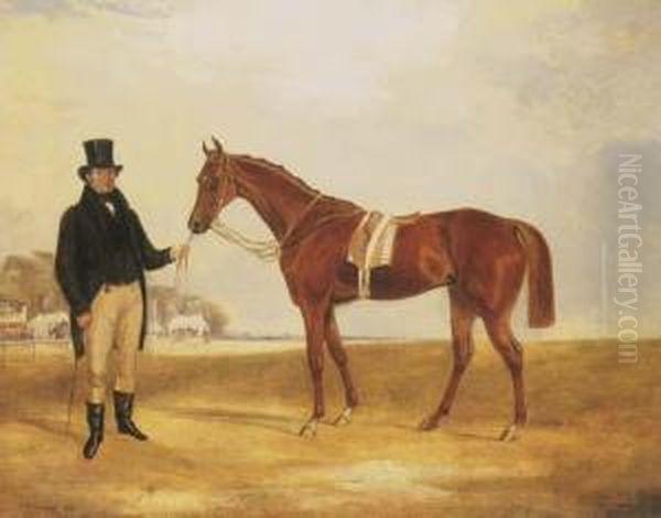 Zillot, A Chestnut Racehorse Oil Painting by Francis Calcraft Turner