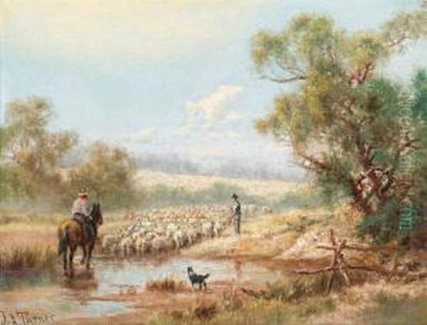 Shearing Time Oil Painting by James Alfred Turner