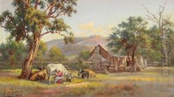 Quiet Milkers Oil Painting by James Alfred Turner