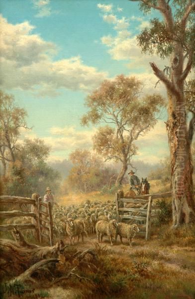 Changing Paddocks Oil Painting by James Alfred Turner