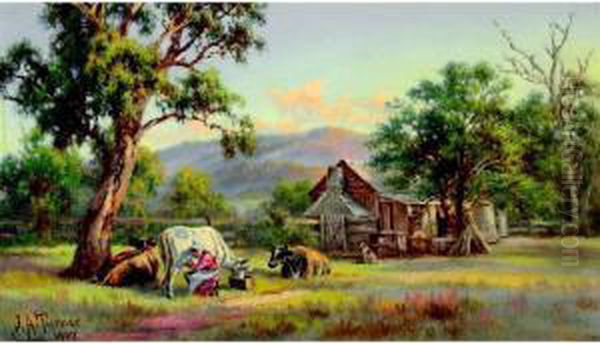 Quiet Milkers Oil Painting by James Alfred Turner