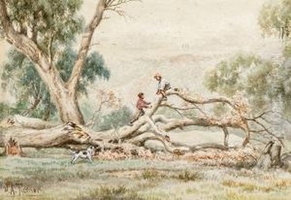 Children Playing Oil Painting by James Alfred Turner