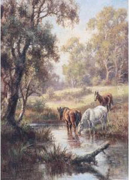 The Watering Hole Oil Painting by James Alfred Turner