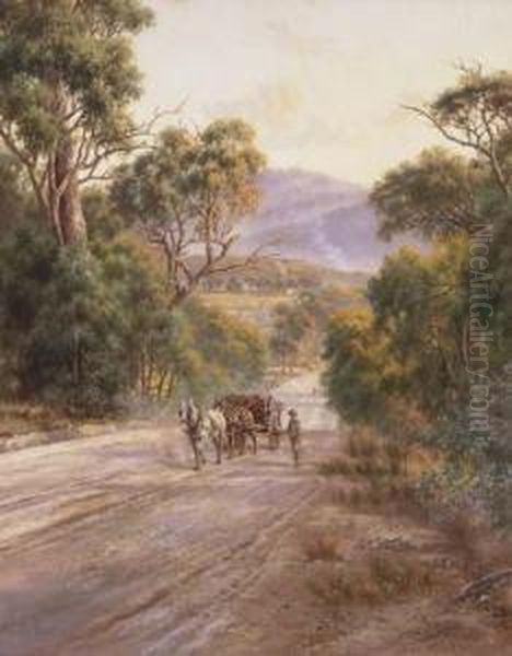 Landscape With Horse And Cart Oil Painting by James Alfred Turner