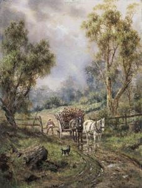 Closing The Gate Oil Painting by James Alfred Turner