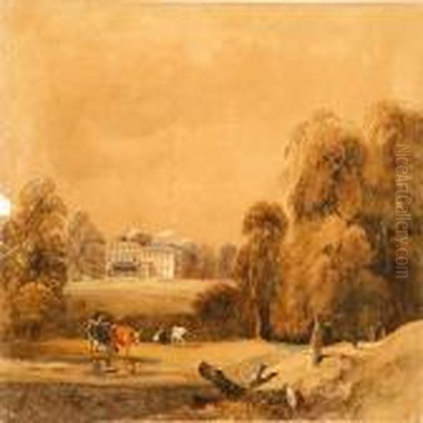 Cows In A Park In Front Of A Manor House Oil Painting by Joseph Mallord William Turner