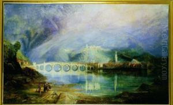 An Extensive River Landscape Oil Painting by Joseph Mallord William Turner