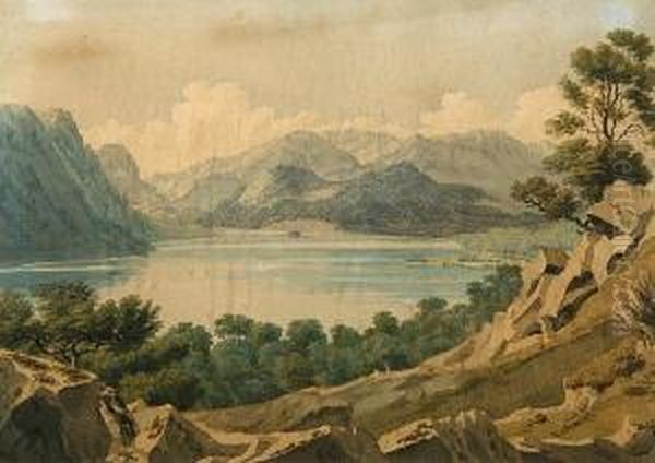 View Over Ulswater, Helvellyn In The Distance Oil Painting by William Turner