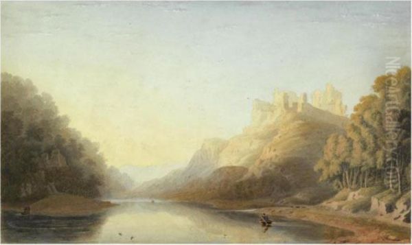 Kilgerran Castle On The River Teivy, Pembrokeshire Oil Painting by William Turner