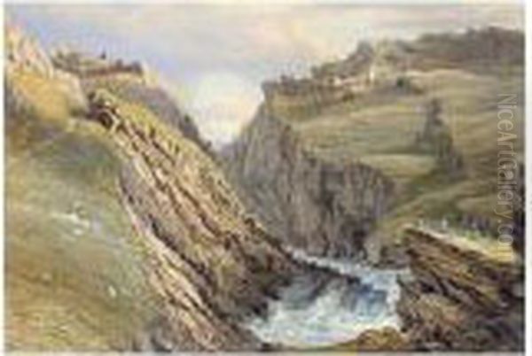 Arthur's Castle, Tintagel, Cornwall - Evening After A Stormy Day Oil Painting by William Turner