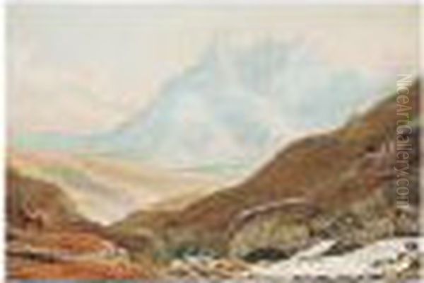 Deer In The Highlands Oil Painting by William Turner