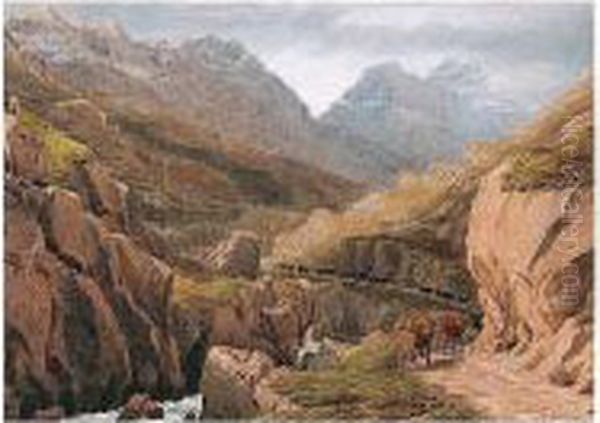 Driving Cattle In Glencoe, Argyllshire Oil Painting by William Turner