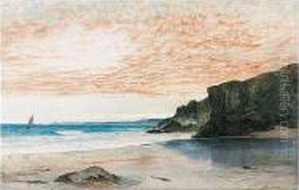 Rocks On The Cornish Coast Oil Painting by William Turner