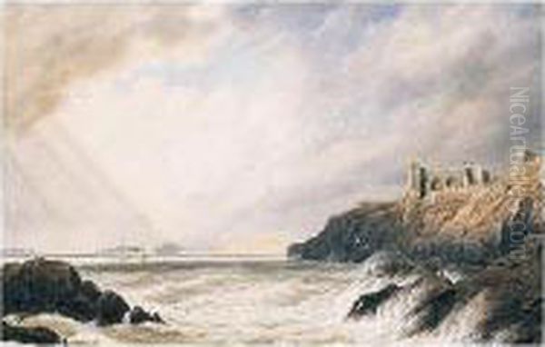 A View Of Tenby Town Wall And South Cliff Oil Painting by William Turner