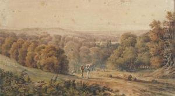 Rural View With Rustics Oil Painting by William Eddowes Turner