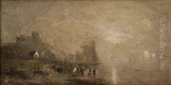 A Coastal Scene Oil Painting by William Eddowes Turner