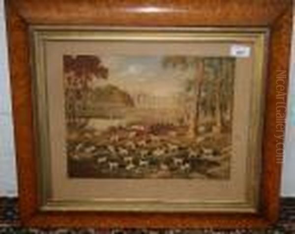 Hounds In Woodland With Rayland Castle Oil Painting by William Eddowes Turner