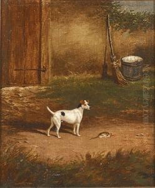 Trimmer, The Champion Fox Terrier; Rival, Champion Fox Terrier Oil Painting by William Eddowes Turner