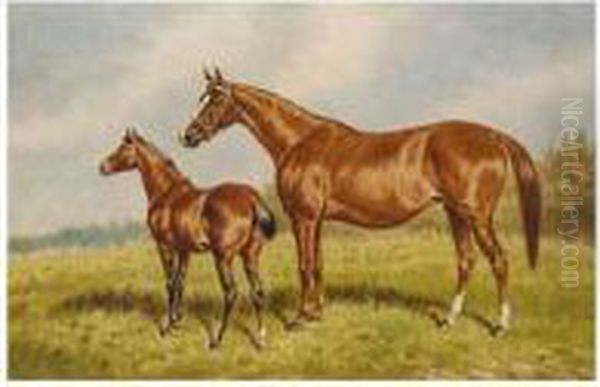 Mrs Frenley With Her Foal By Tibor Oil Painting by William Eddowes Turner