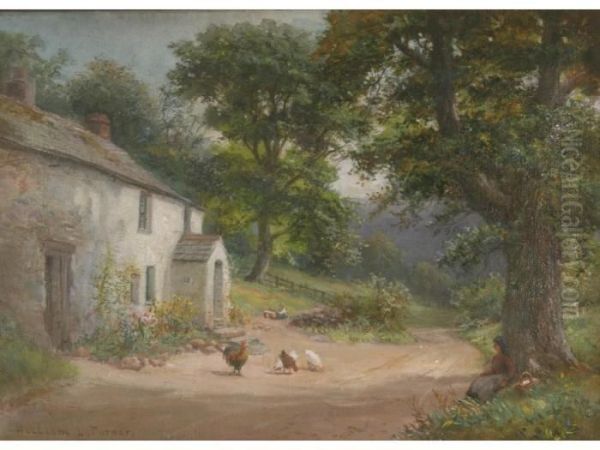 A Wayside Cottage, 
Millbeck, 
Nearkeswick Oil Painting by William Lakin Turner