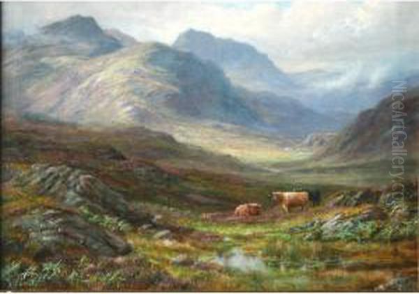 Bow Fell And Little Langdale From Oxon Fell Oil Painting by William Lakin Turner