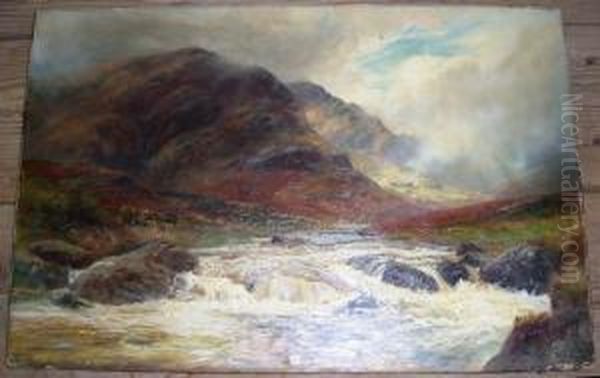 Mountainous Landscape With Stream Oil Painting by William Lakin Turner