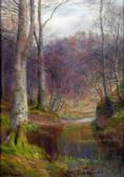 Woodland Stream Oil Painting by William Lakin Turner