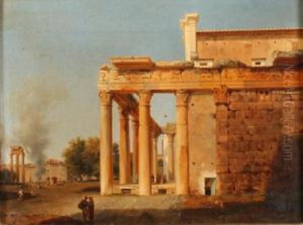 Der Tempel Des Antonius Und Der Faustina Inrom Oil Painting by Lancelot Theodore Turpin De Crisse