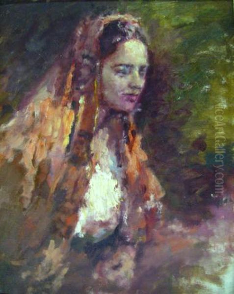 Portrait Of Spanish Woman Oil Painting by Arnold Turtle