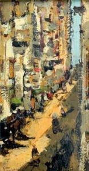 Rue Animee Oil Painting by Leonard Viktorovich Turzhanky