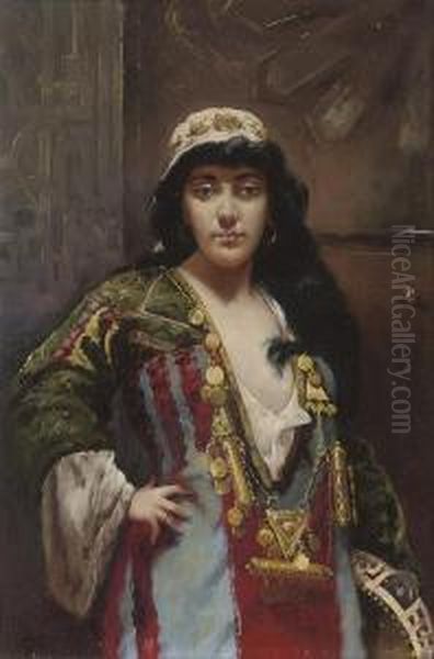 The Tambourine Girl Oil Painting by Ramon Tusquets y Maignon