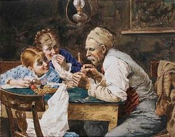 Abuelo Con Ninos Oil Painting by Ramon Tusquets y Maignon