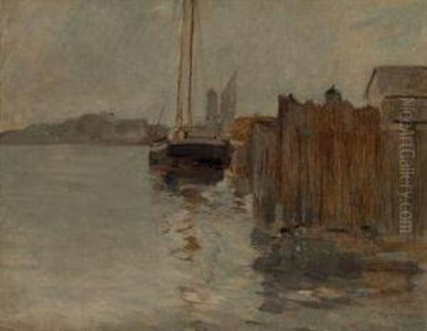 Harbor View Oil Painting by John Henry Twachtman