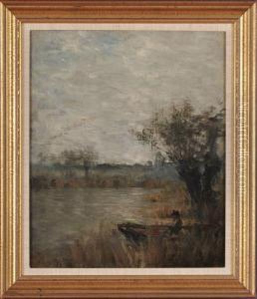 Skiff On The River Oil Painting by John Henry Twachtman