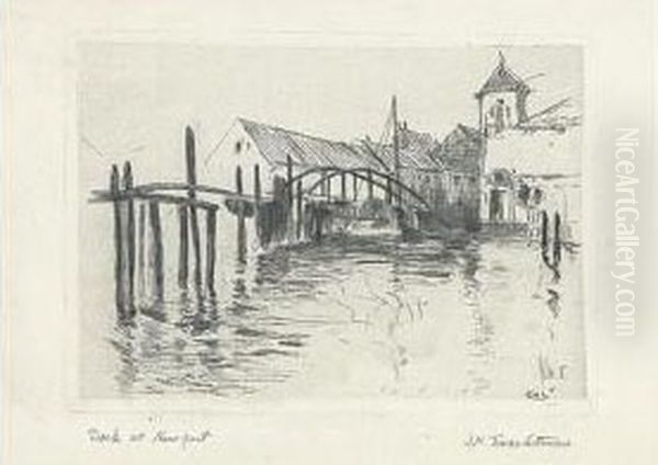 Docks At Newport. Oil Painting by John Henry Twachtman