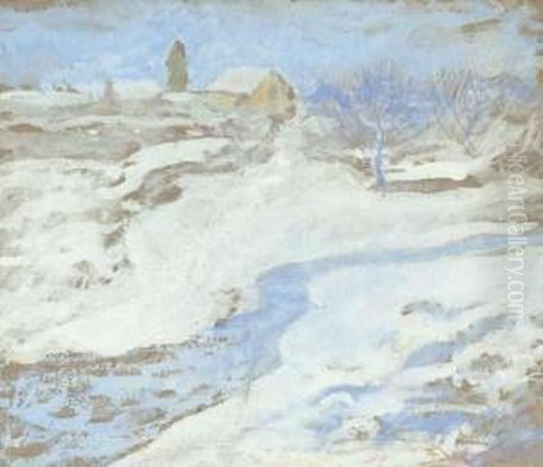 Winter Oil Painting by John Henry Twachtman