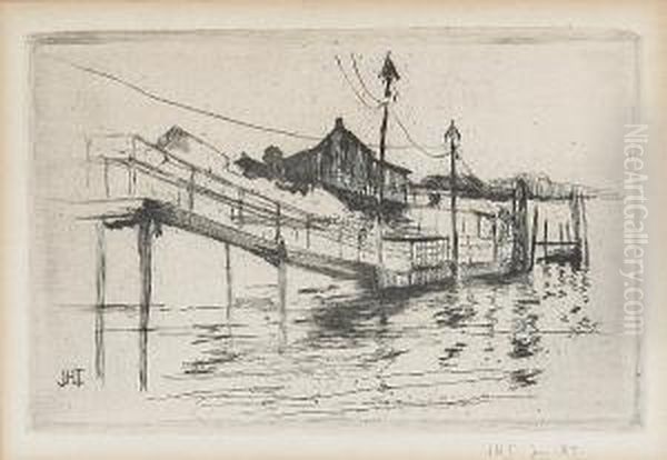 Footbridge, Bridgeport Oil Painting by John Henry Twachtman