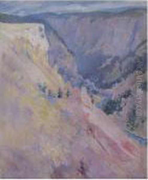 Yellowstone Park Oil Painting by John Henry Twachtman