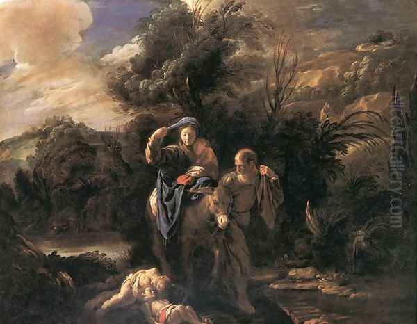 Flight to Egypt Oil Painting by Domenico Feti