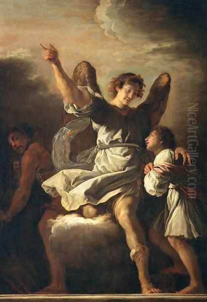 The Guardian Angel Protecting a Child from the Empire of the Demon Oil Painting by Domenico Feti