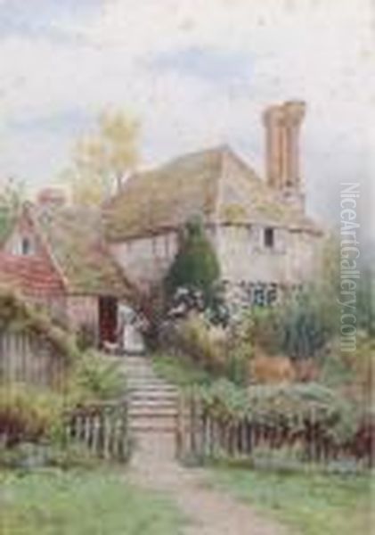 A Sussex Cottage Oil Painting by Thomas Nicholson Tyndale