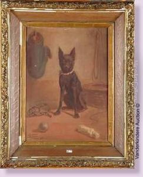 Portrait De Chien Oil Painting by Medard I Tytgat