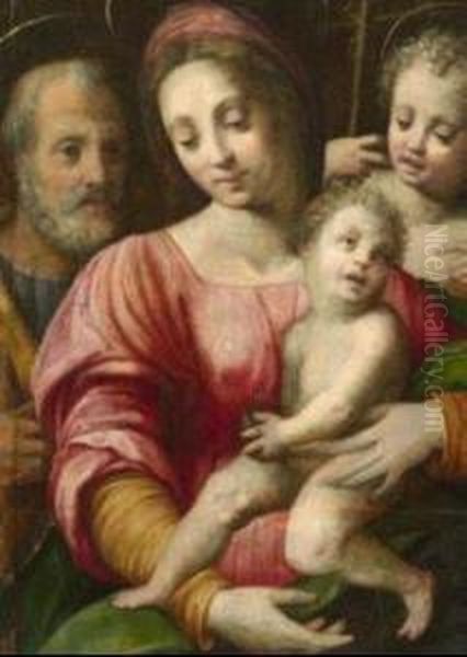 Sacra Famiglia Con San Giovannino Oil Painting by Domenico Puligo