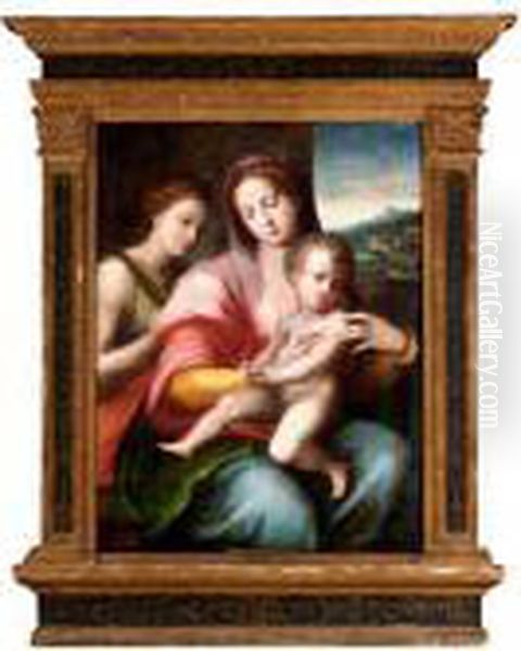 The Mystic Marriage Of Saint Catherine Oil Painting by Domenico Puligo