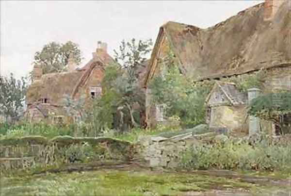 Thatched Cottages and Cottage Gardens Oil Painting by John Fulleylove