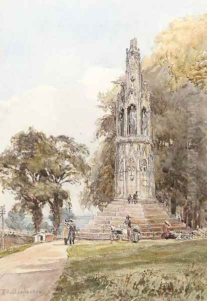 Eleanor Cross, Hardingstone, Northamptonshire Oil Painting by John Fulleylove