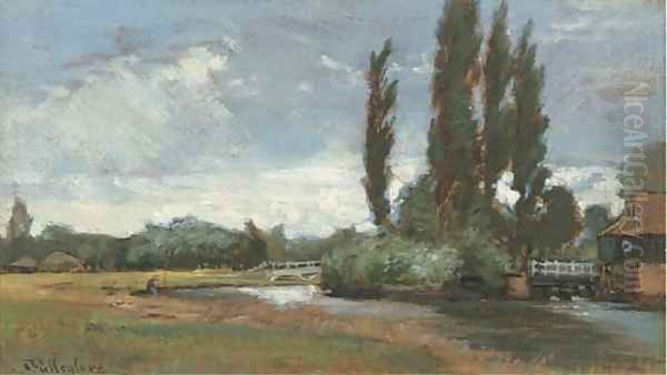 Iffley Lock, Oxford Oil Painting by John Fulleylove