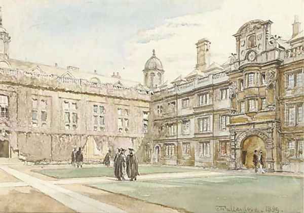 The quadrangle at Clare College, Cambridge Oil Painting by John Fulleylove