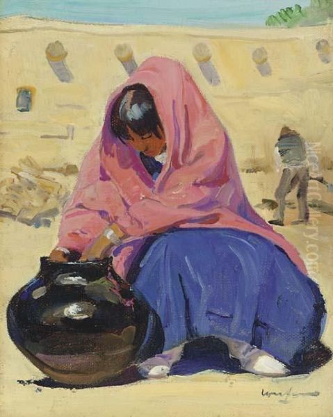 Her Treasury Jar Oil Painting by Walter Ufer